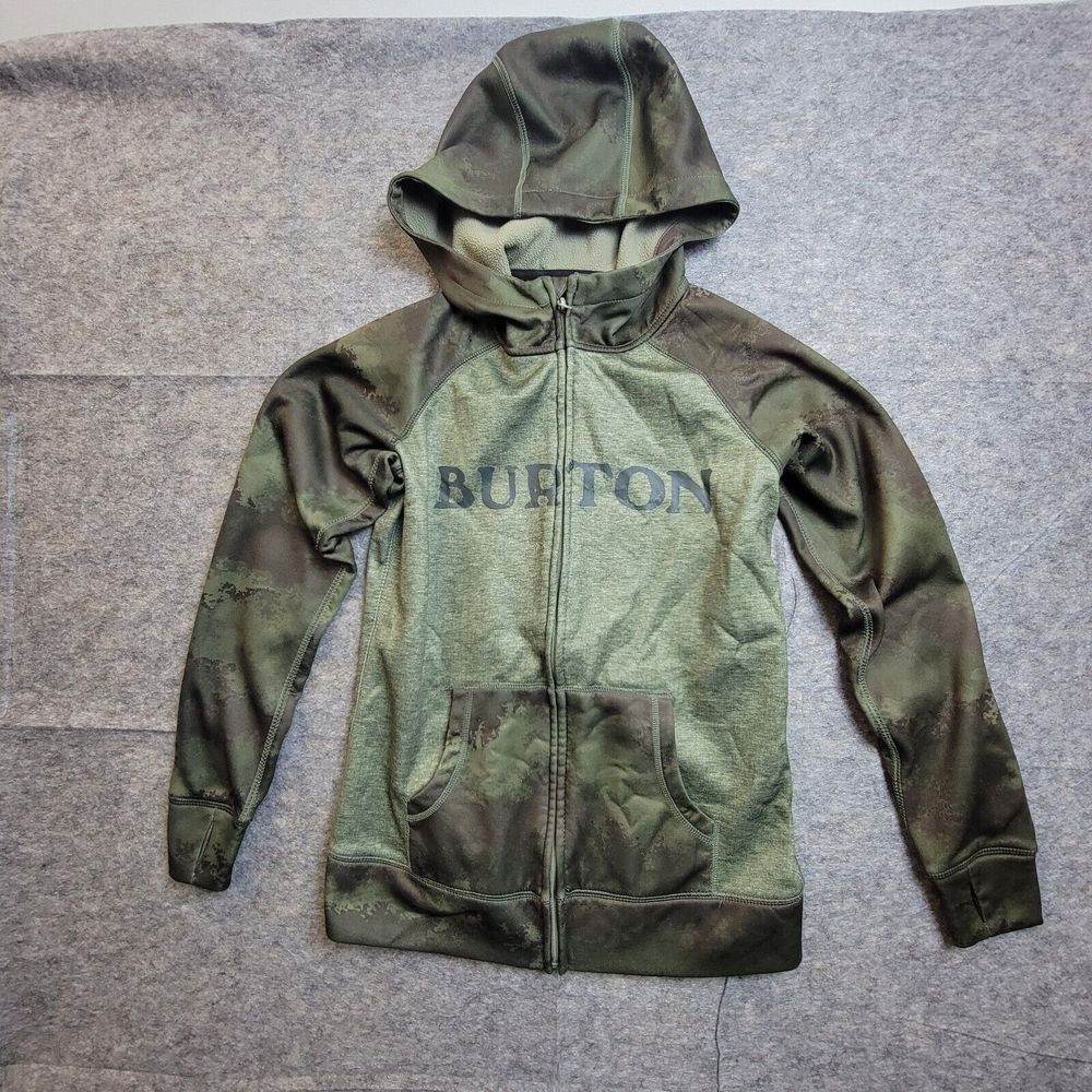 Burton Hoodie Men’s Small Dry Ride Peak Camo Fleece Lined Snowboard Sweatshirt